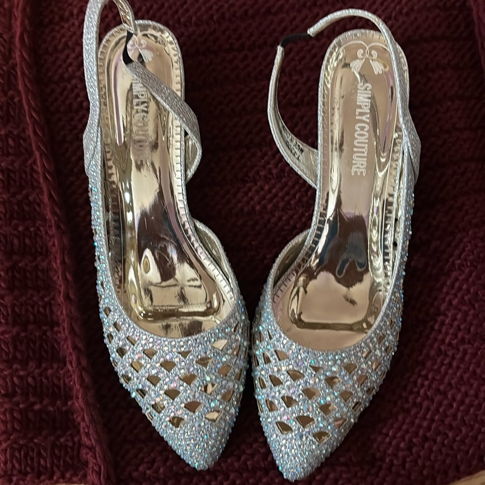 Sparkly silver heels